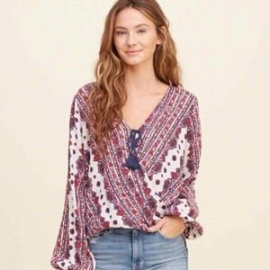 Hollister wrap boho tassel top blouse